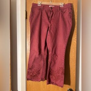 Johnny Was Cropped Baby Boot Embroidered Jeans